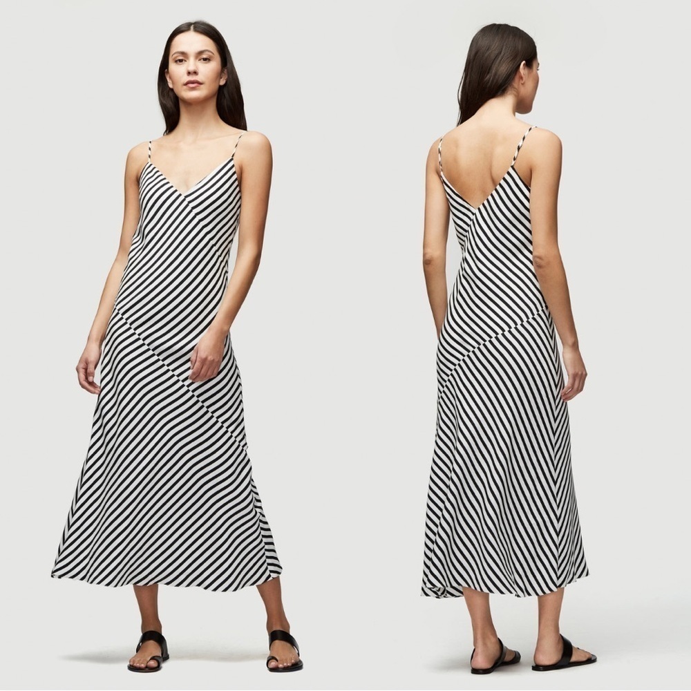 Frame Bias Cami Noir Multi Silk Maxi Dress Women’s Size XS